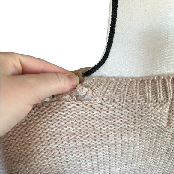 Vintage Needles & Yarn Abstract Floral Patchwork Sweater Neutral 80s Artsy M - Picture 9 of 13